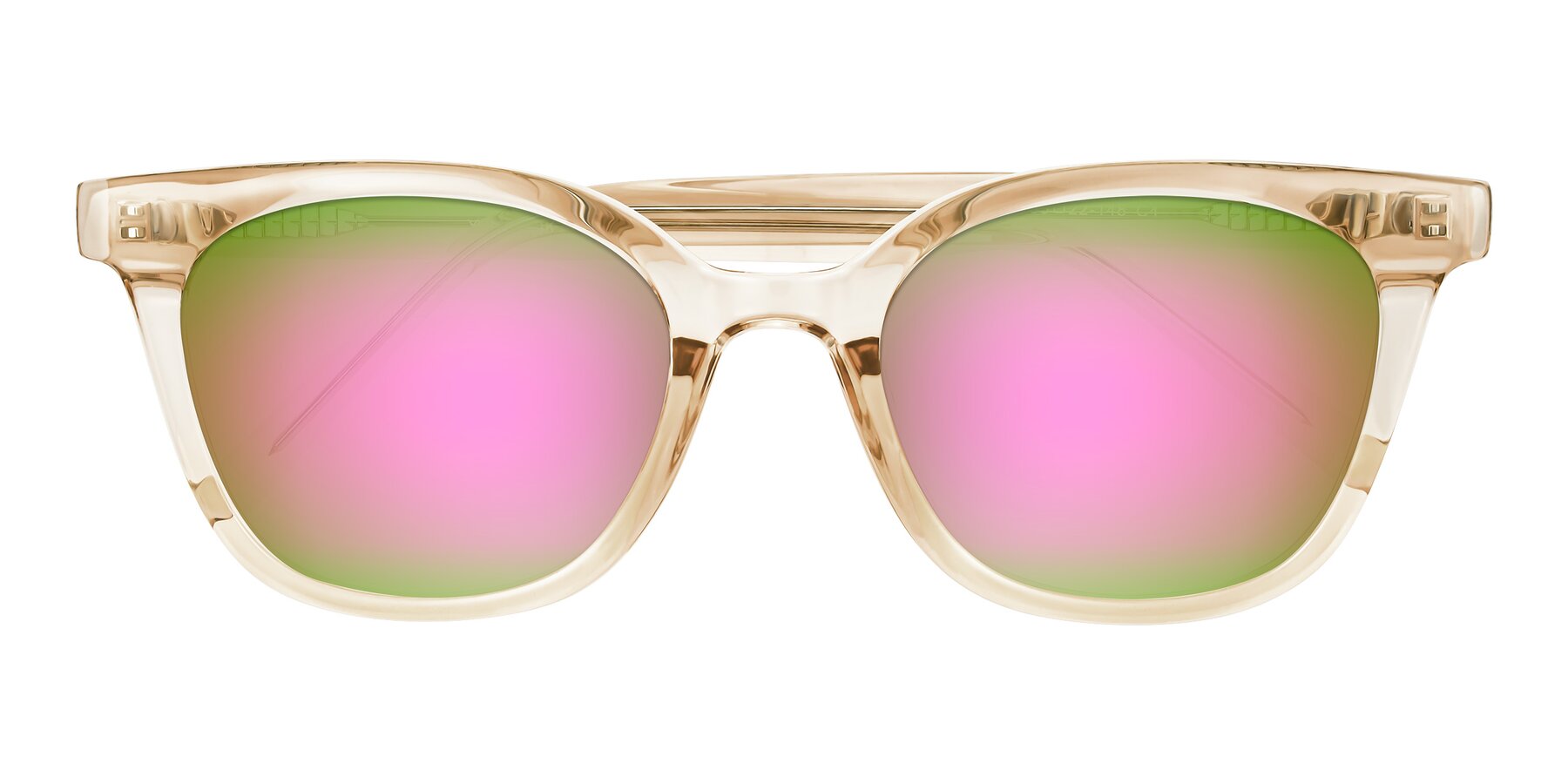 Folded Front of Jeromme in Champagne with Pink Mirrored Lenses