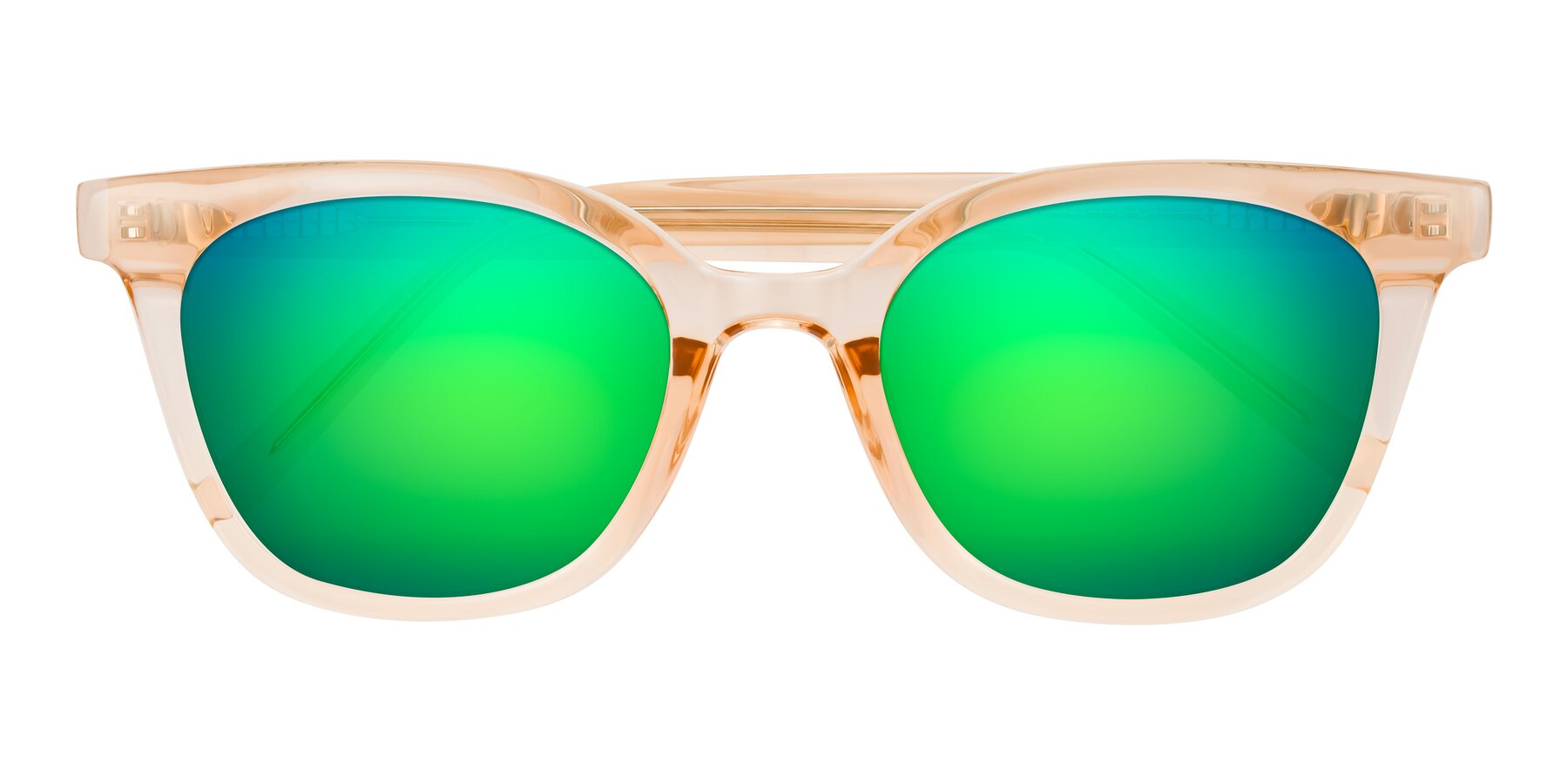 Folded Front of Jeromme in Champagne with Green Mirrored Lenses