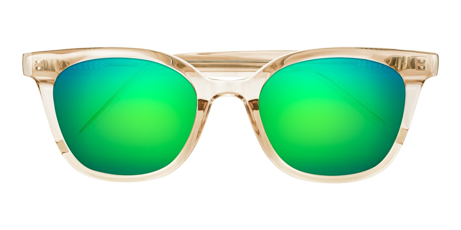 Folded Front of Jeromme in Champagne with Green Mirrored Lenses