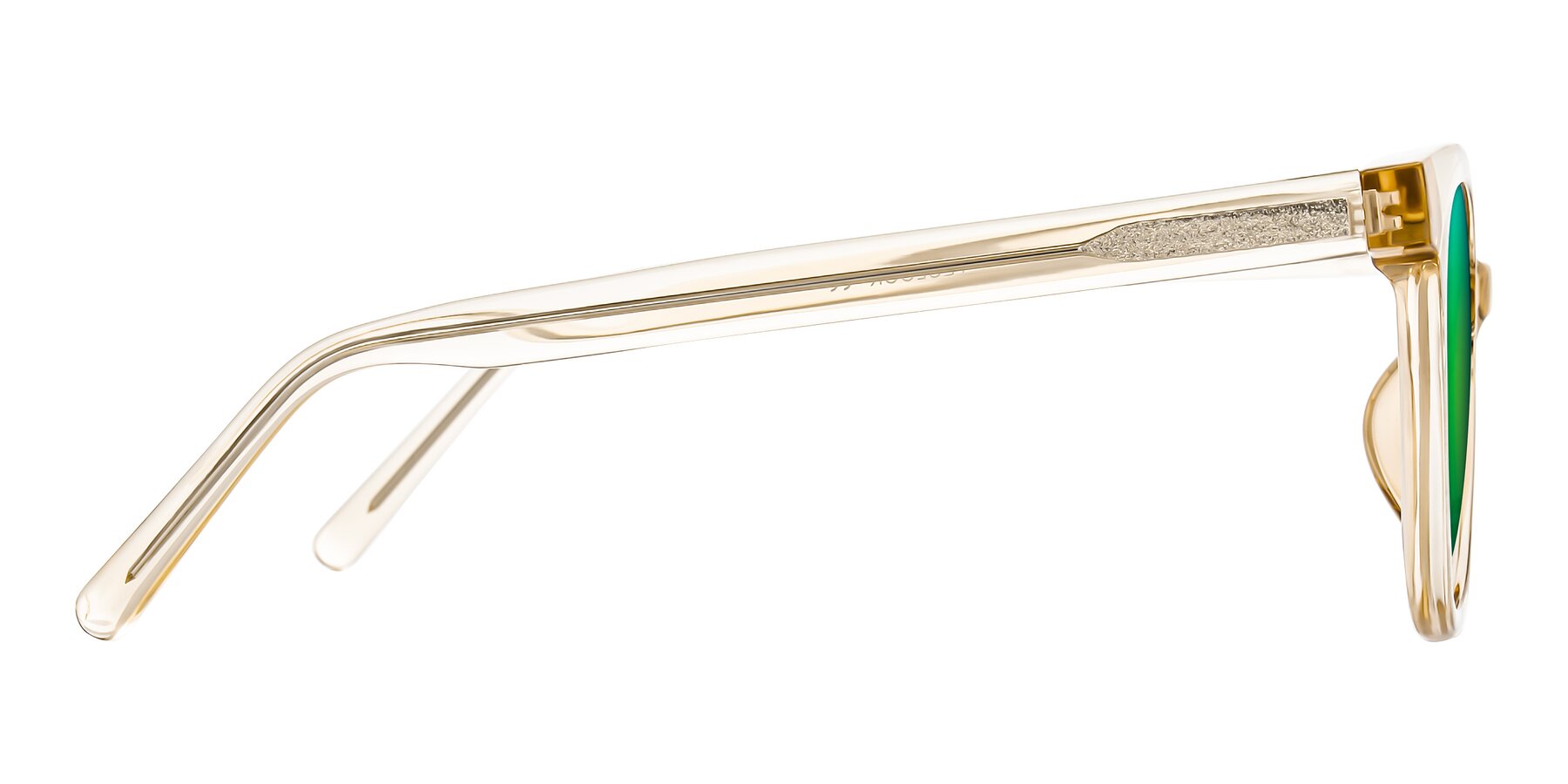 Side of Jeromme in Champagne with Green Mirrored Lenses