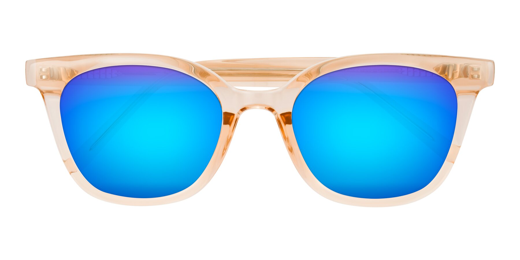 Folded Front of Jeromme in Champagne with Blue Mirrored Lenses