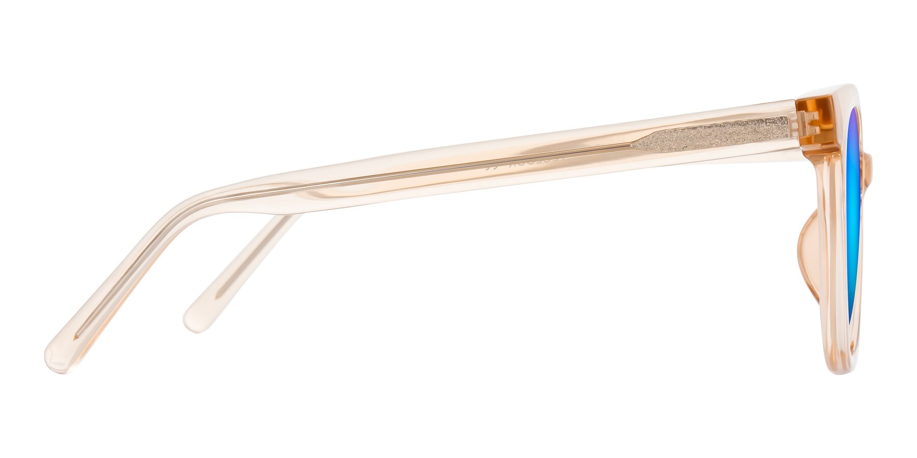 Side of Jeromme in Champagne with Blue Mirrored Lenses