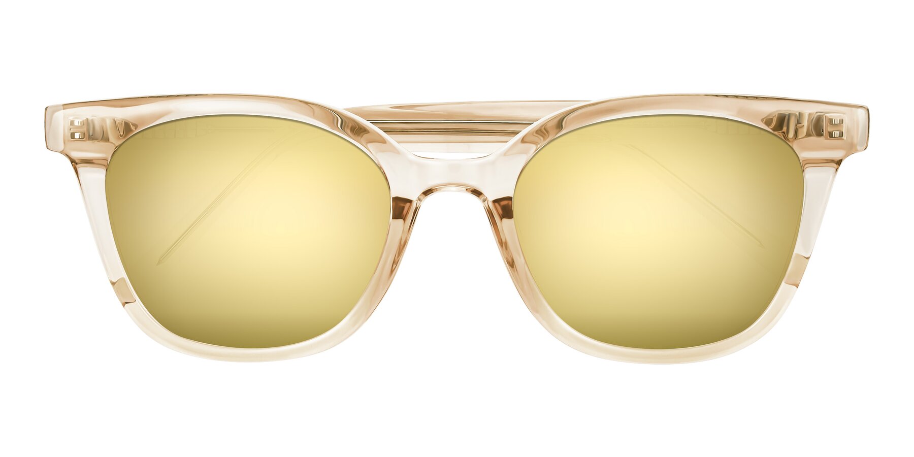 Folded Front of Jeromme in Champagne with Gold Mirrored Lenses