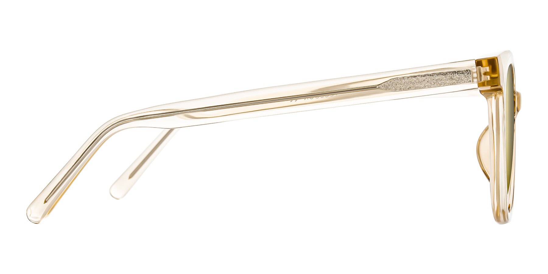 Side of Jeromme in Champagne with Gold Mirrored Lenses