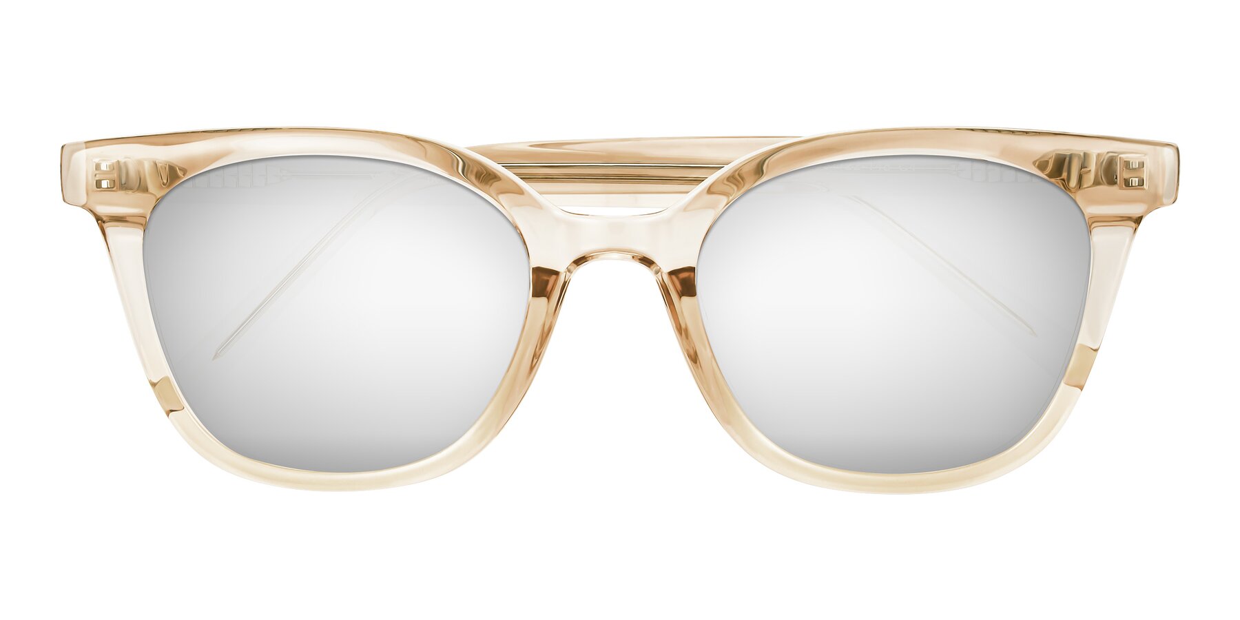 Folded Front of Jeromme in Champagne with Silver Mirrored Lenses