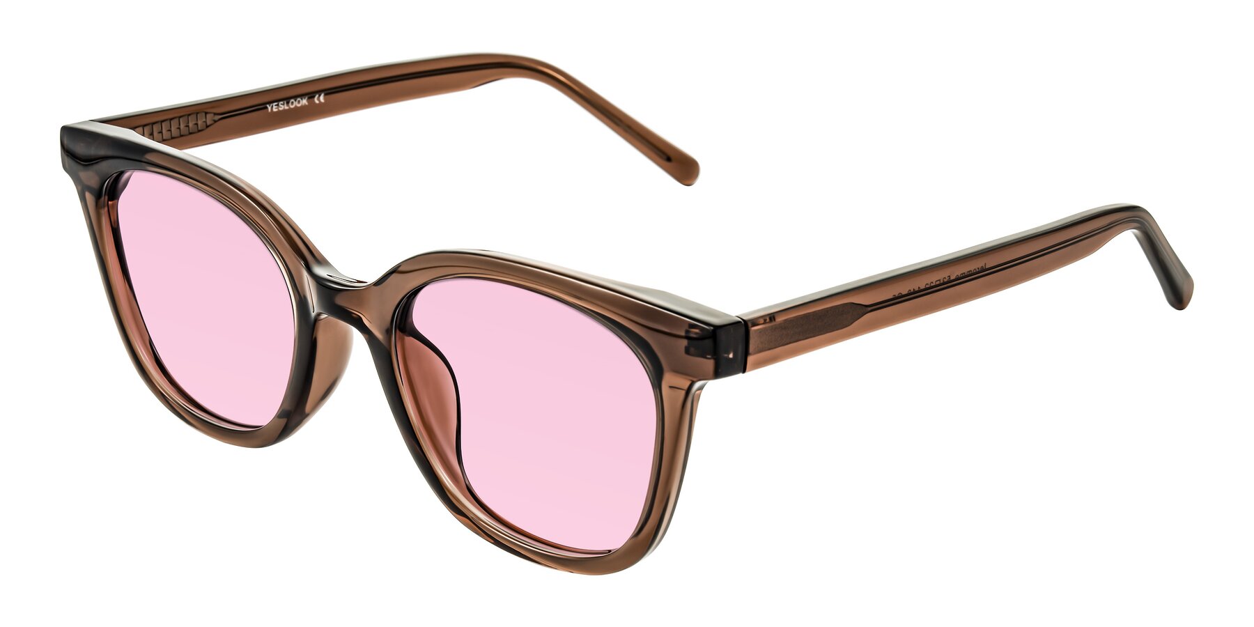 Angle of Jeromme in Coffee with Light Pink Tinted Lenses