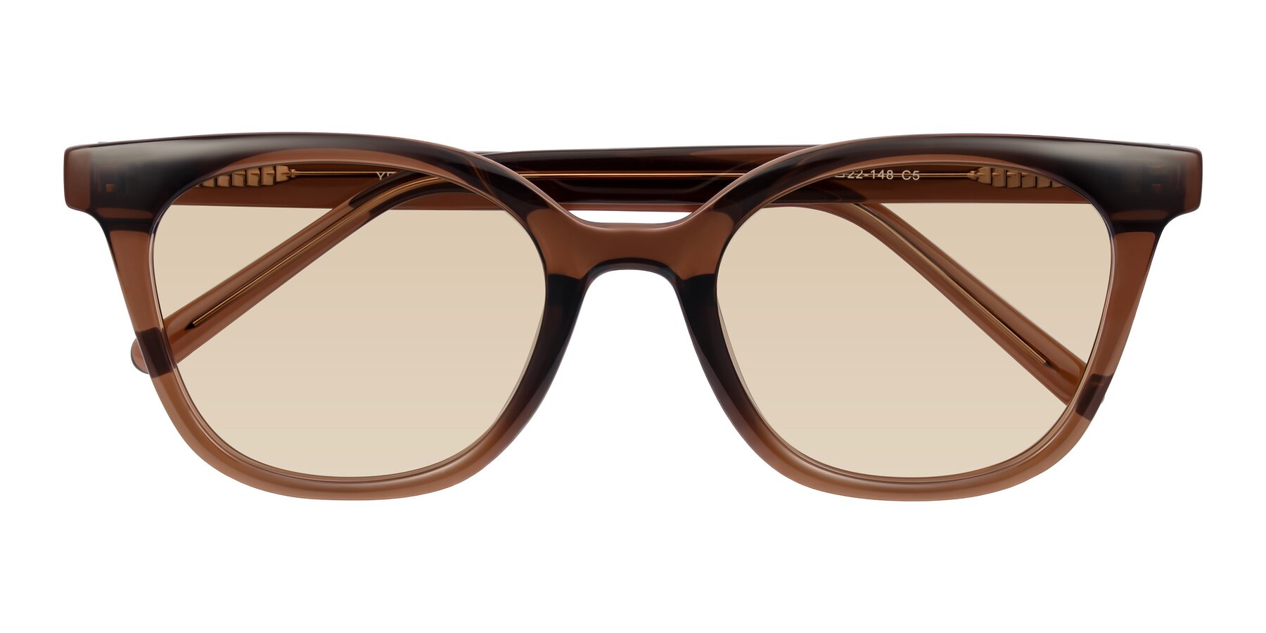 Folded Front of Jeromme in Coffee with Light Brown Tinted Lenses