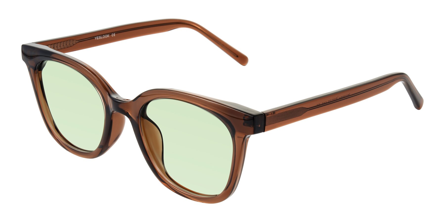 Angle of Jeromme in Coffee with Light Green Tinted Lenses