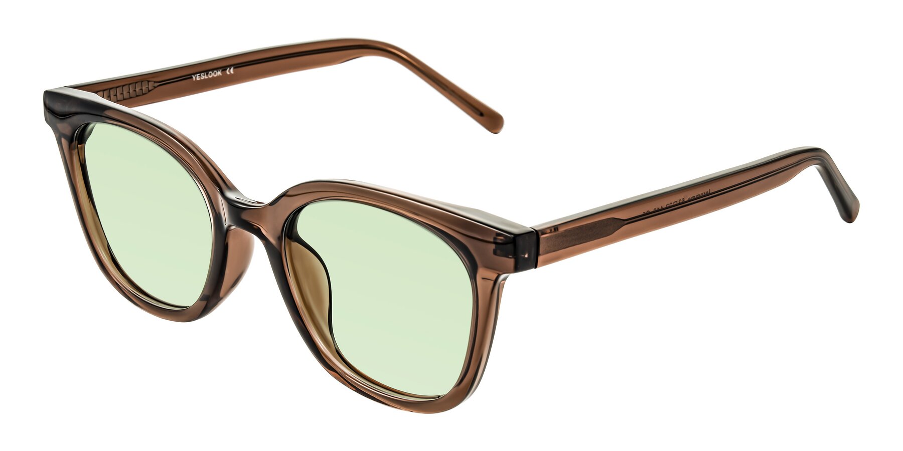 Angle of Jeromme in Coffee with Light Green Tinted Lenses