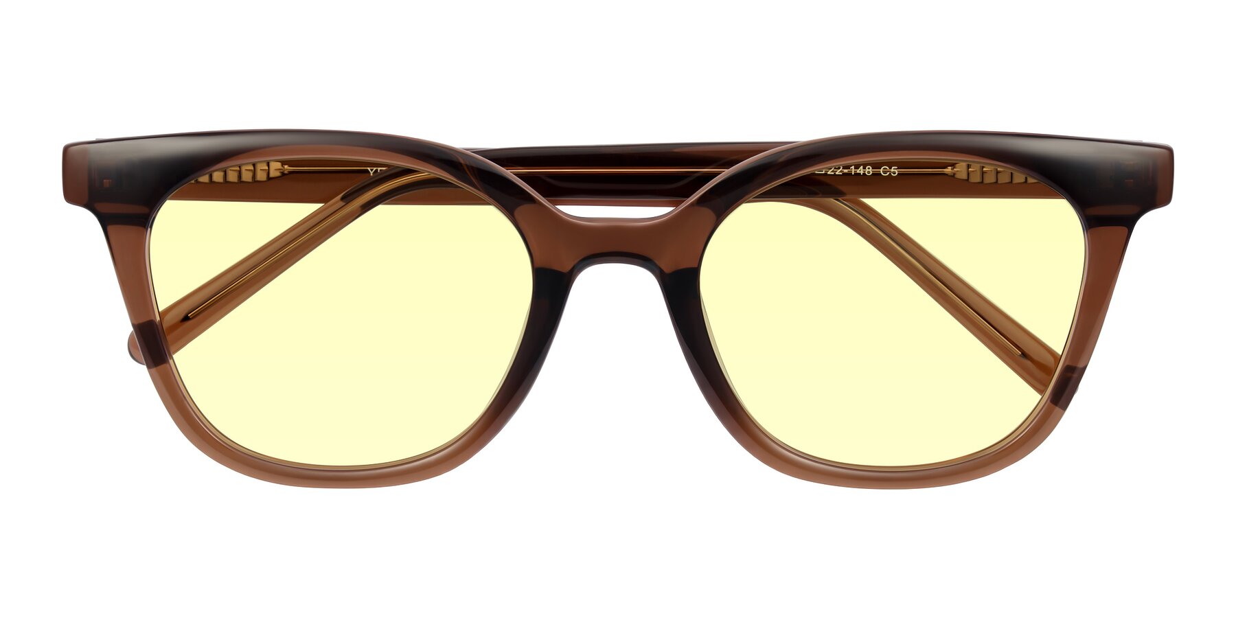 Folded Front of Jeromme in Coffee with Light Yellow Tinted Lenses