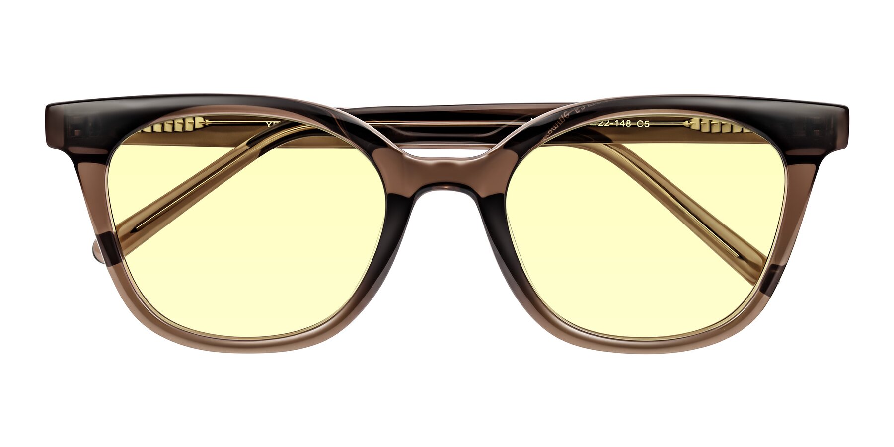 Folded Front of Jeromme in Coffee with Light Yellow Tinted Lenses