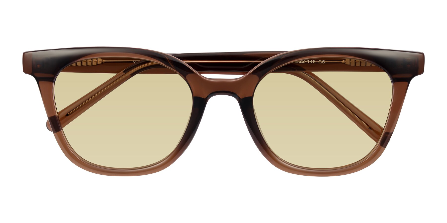 Folded Front of Jeromme in Coffee with Light Champagne Tinted Lenses