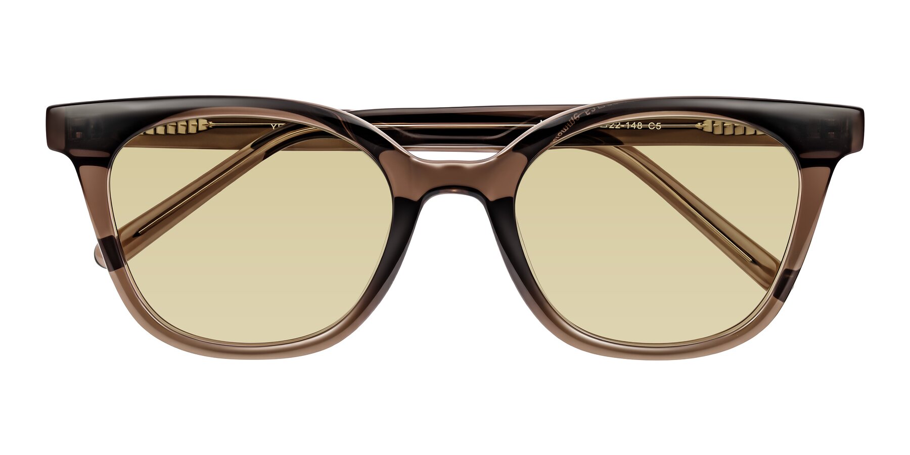 Folded Front of Jeromme in Coffee with Light Champagne Tinted Lenses