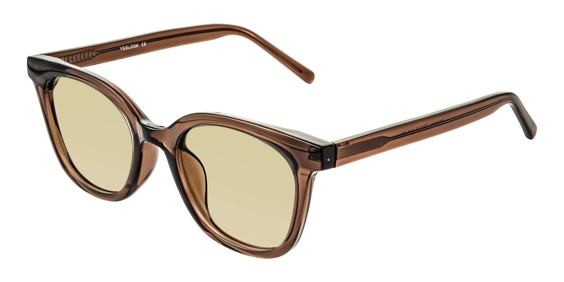 Angle of Jeromme in Coffee with Light Champagne Tinted Lenses