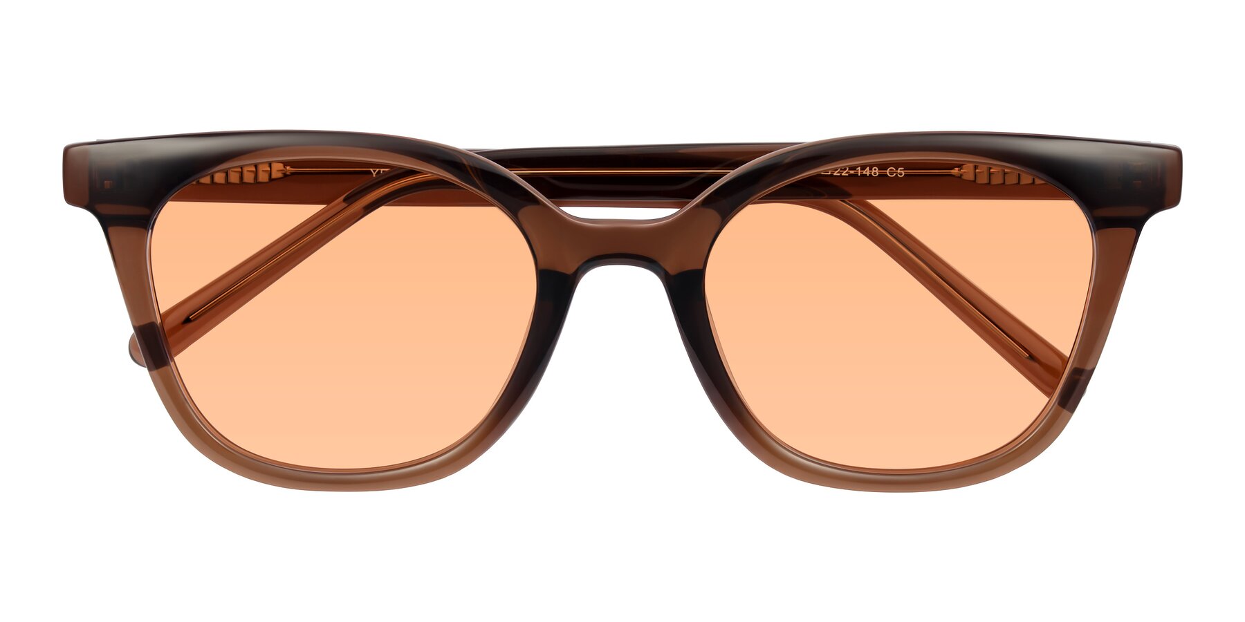 Folded Front of Jeromme in Coffee with Light Orange Tinted Lenses