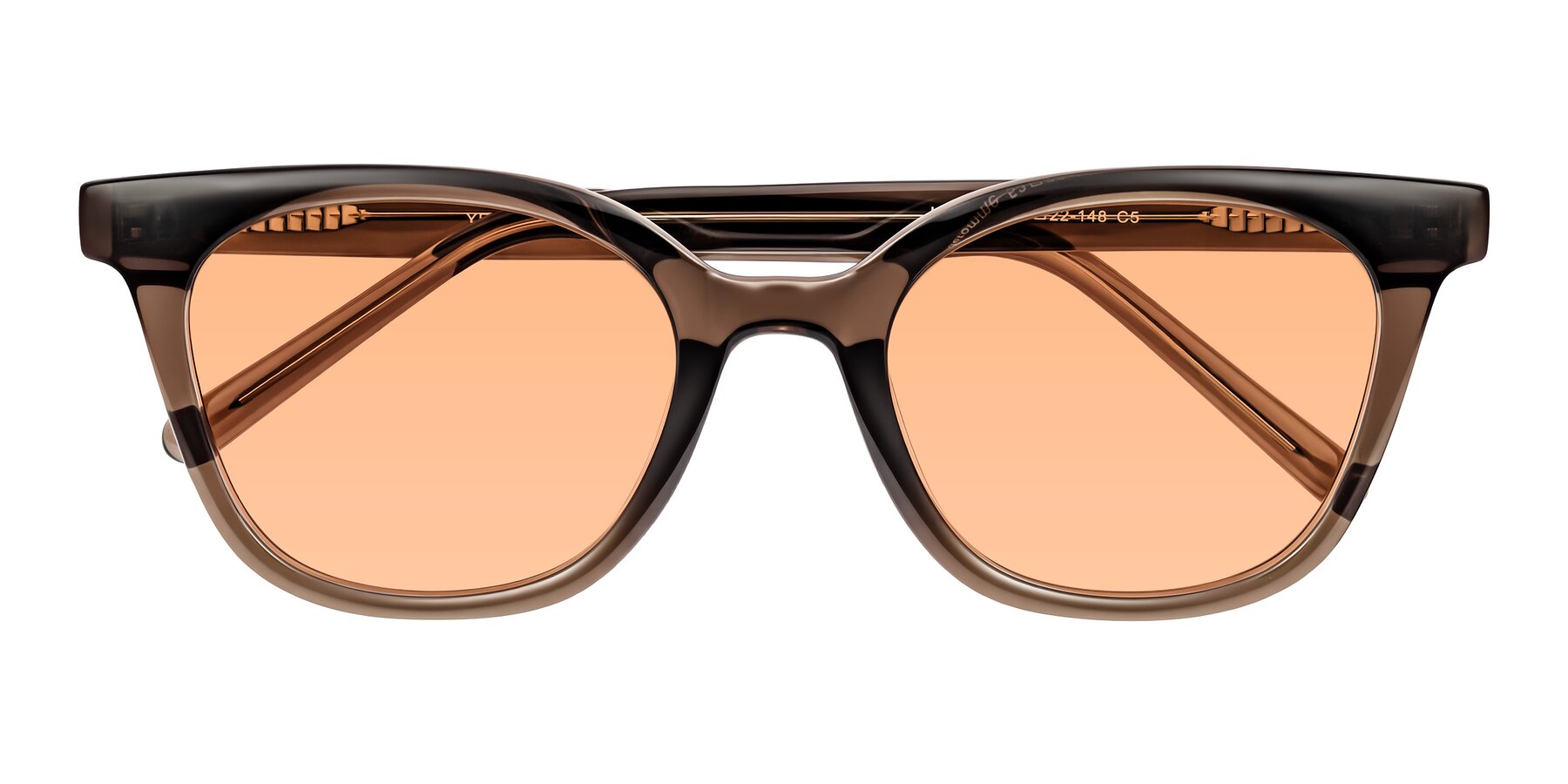 Folded Front of Jeromme in Coffee with Light Orange Tinted Lenses