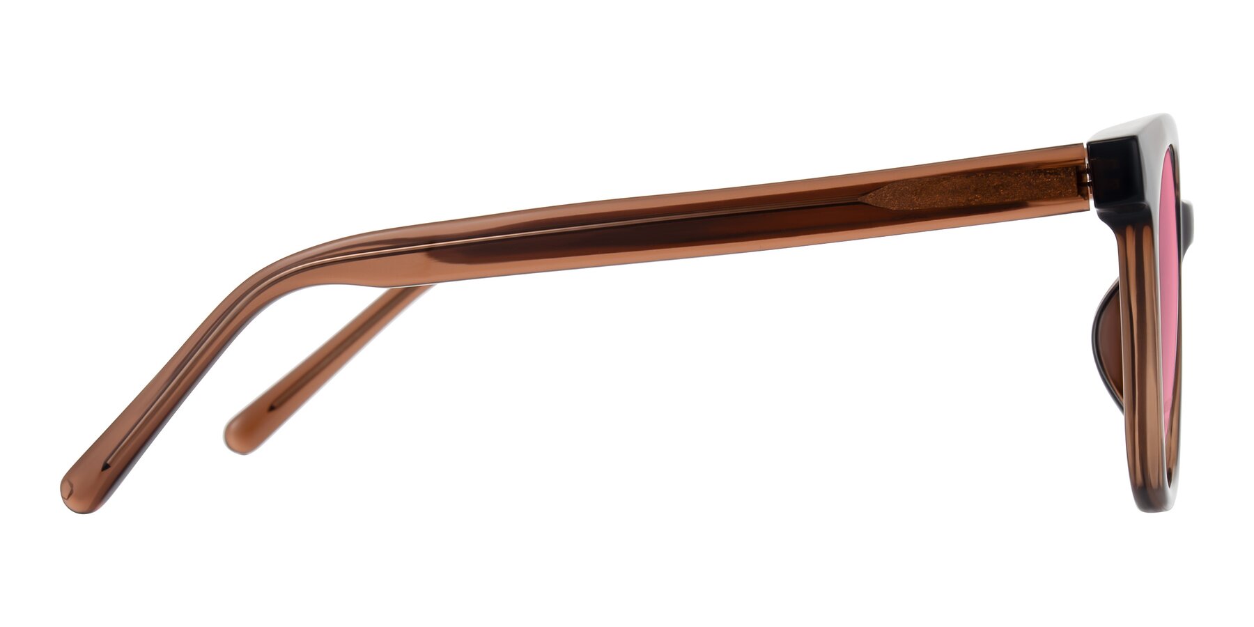 Side of Jeromme in Coffee with Pink Tinted Lenses