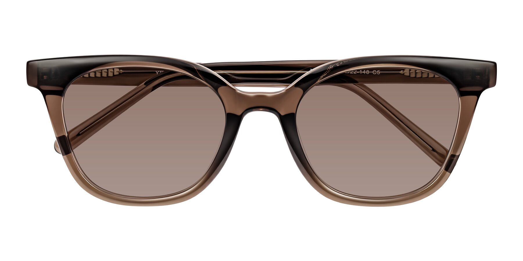 Folded Front of Jeromme in Coffee with Medium Brown Tinted Lenses