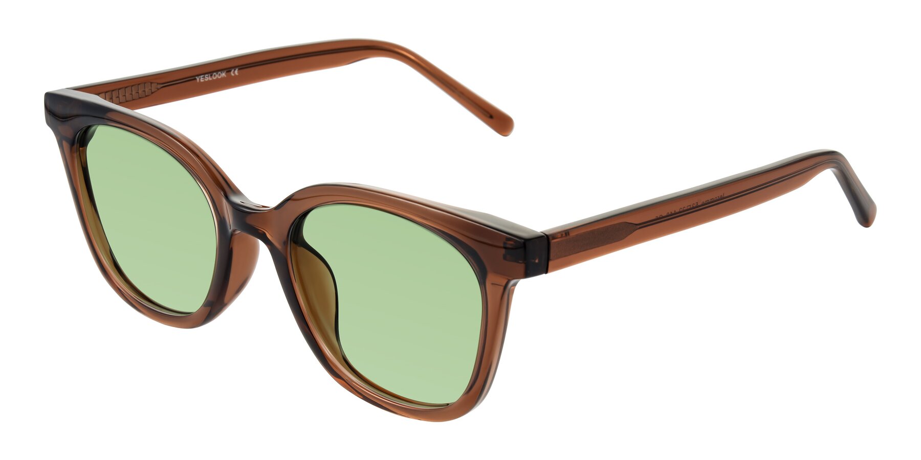 Angle of Jeromme in Coffee with Medium Green Tinted Lenses