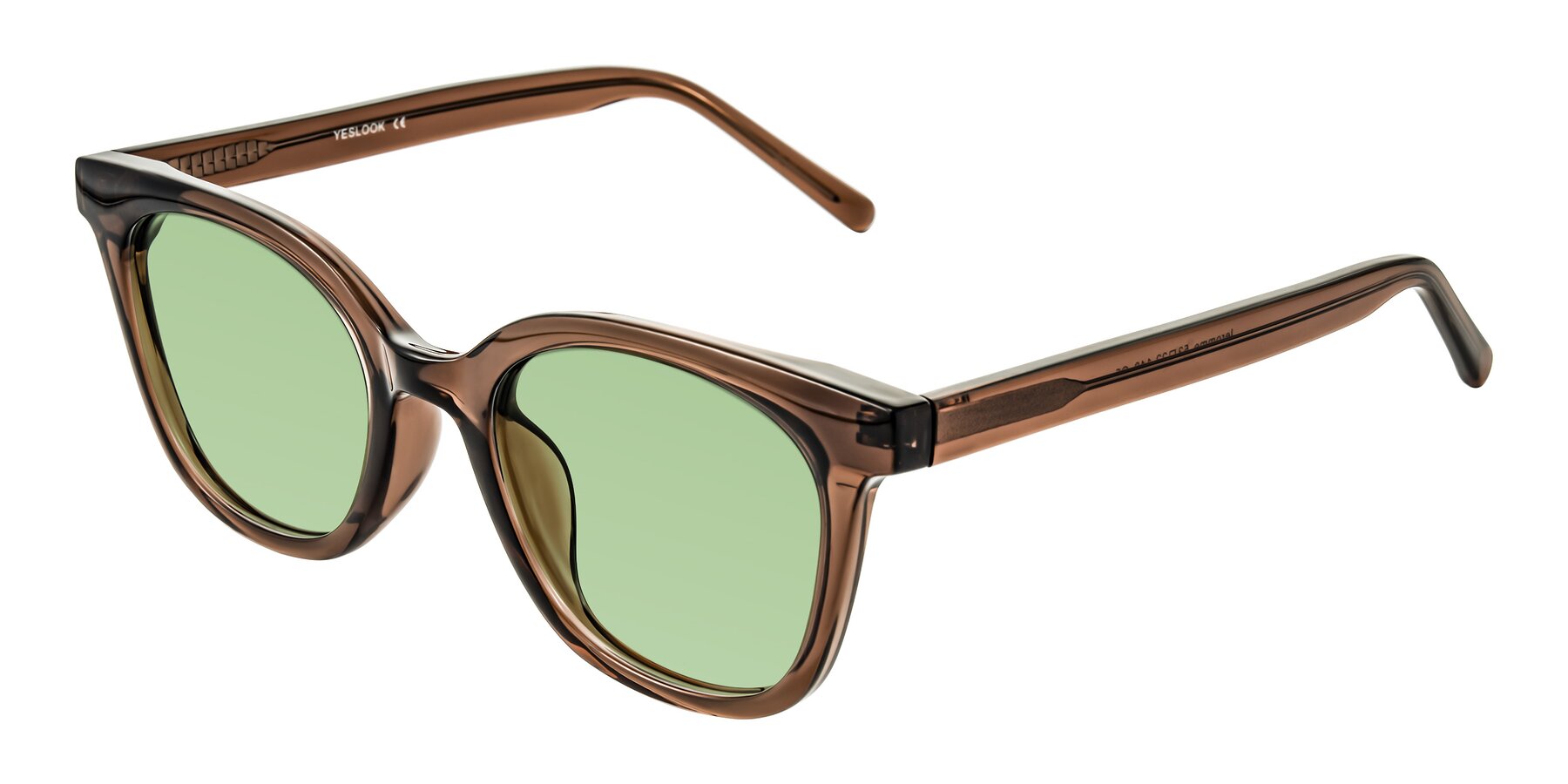 Angle of Jeromme in Coffee with Medium Green Tinted Lenses