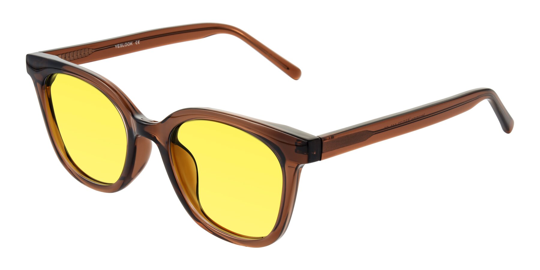 Angle of Jeromme in Coffee with Medium Yellow Tinted Lenses