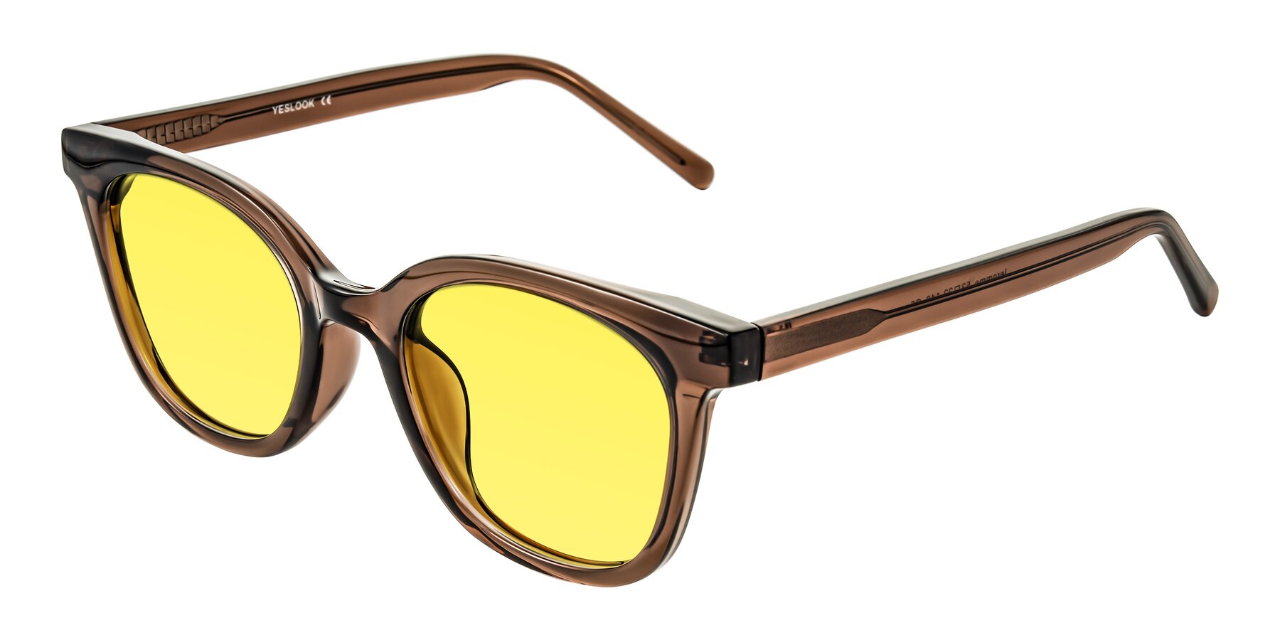 Angle of Jeromme in Coffee with Medium Yellow Tinted Lenses