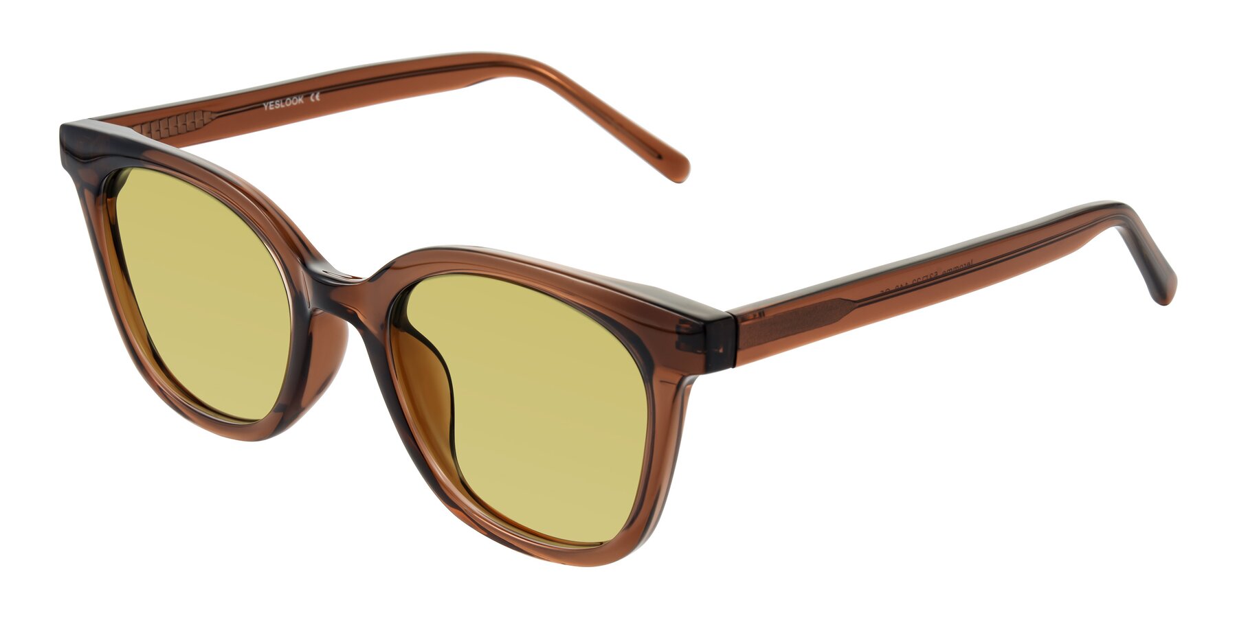 Angle of Jeromme in Coffee with Medium Champagne Tinted Lenses