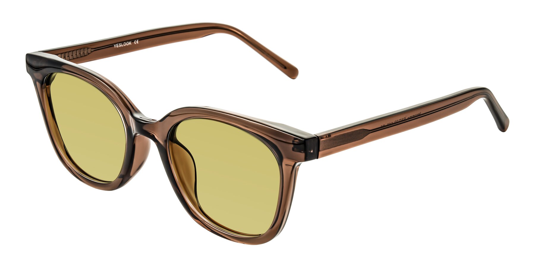 Angle of Jeromme in Coffee with Medium Champagne Tinted Lenses