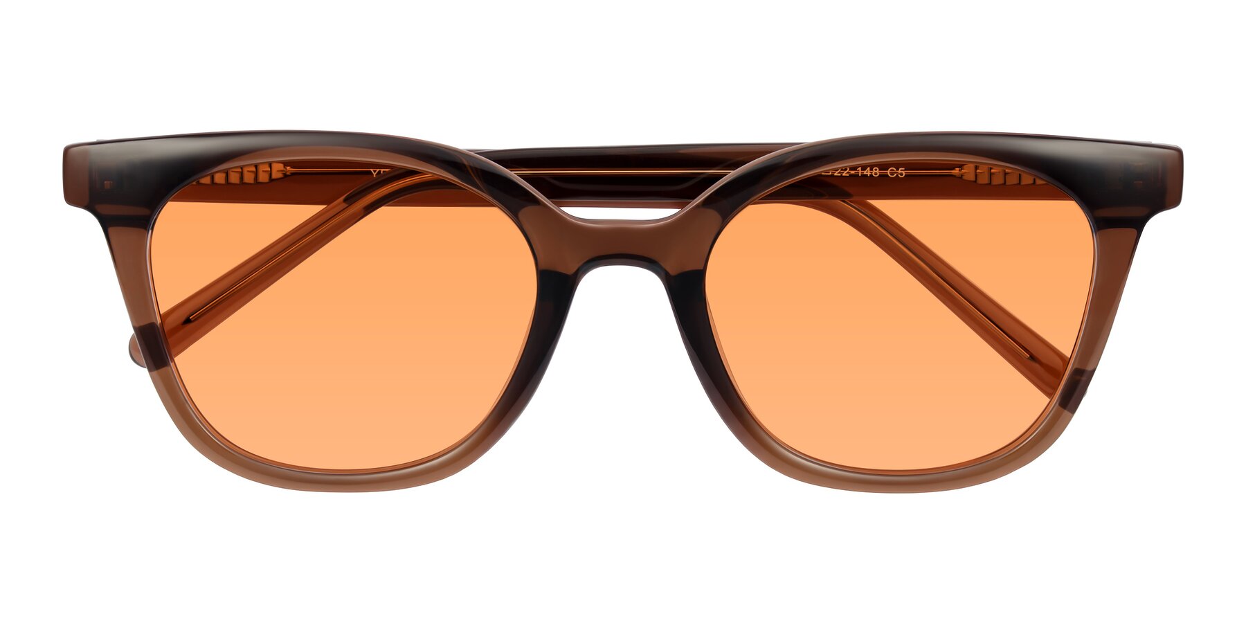 Folded Front of Jeromme in Coffee with Medium Orange Tinted Lenses
