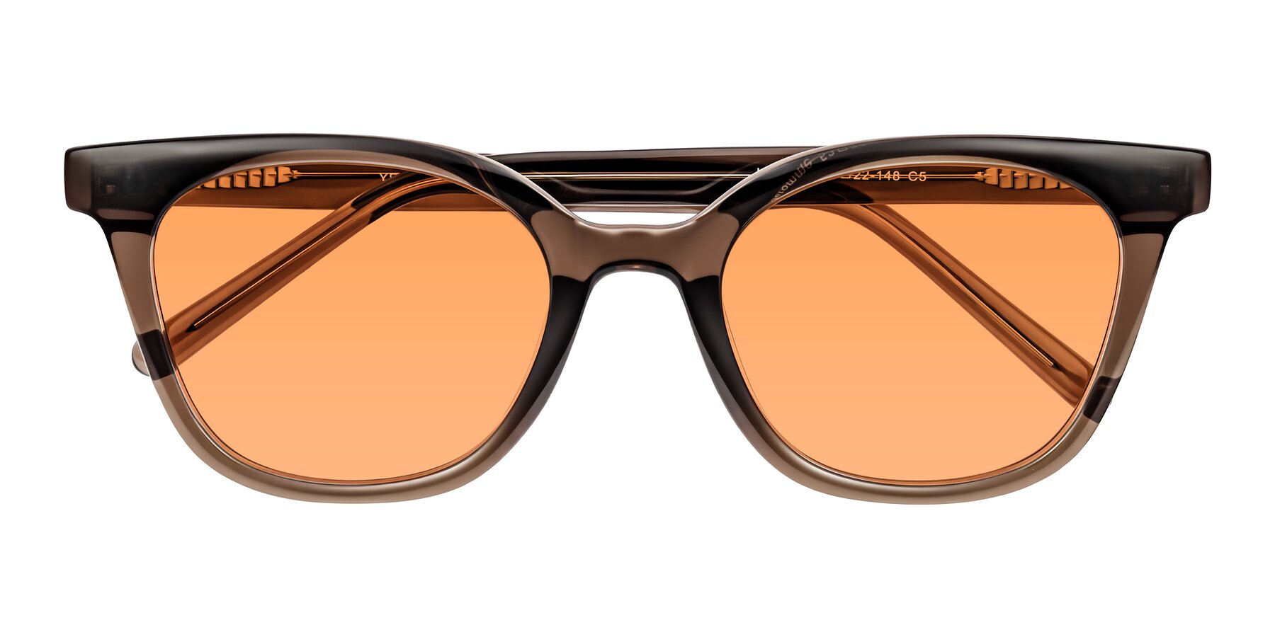 Folded Front of Jeromme in Coffee with Medium Orange Tinted Lenses