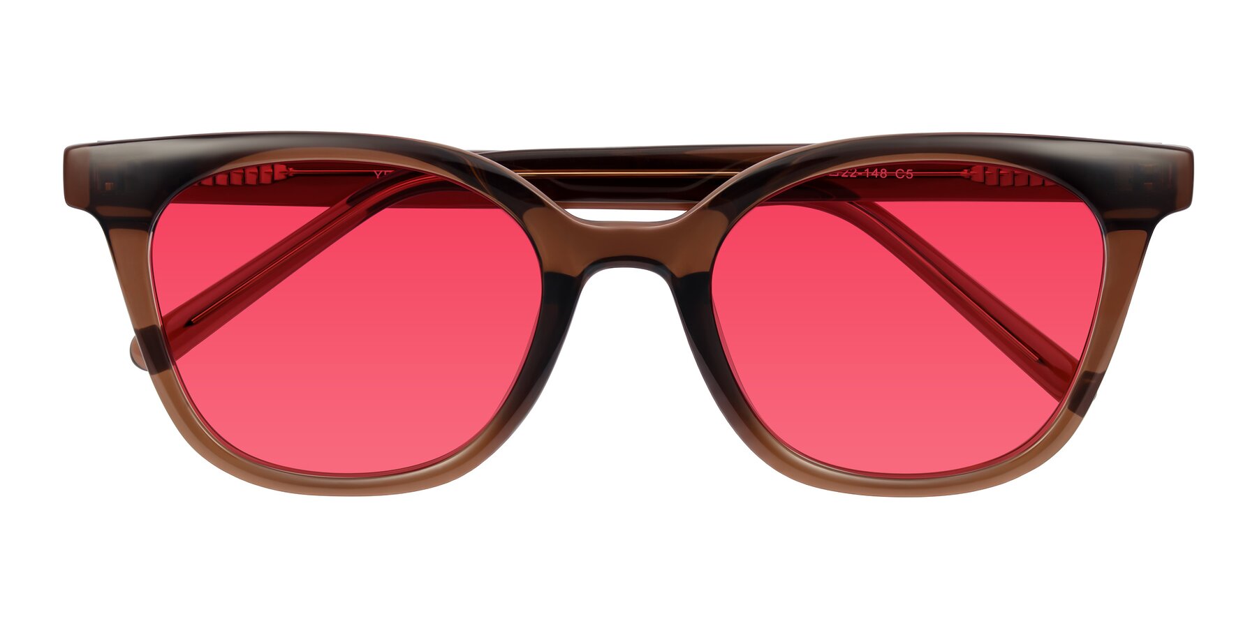 Folded Front of Jeromme in Coffee with Red Tinted Lenses