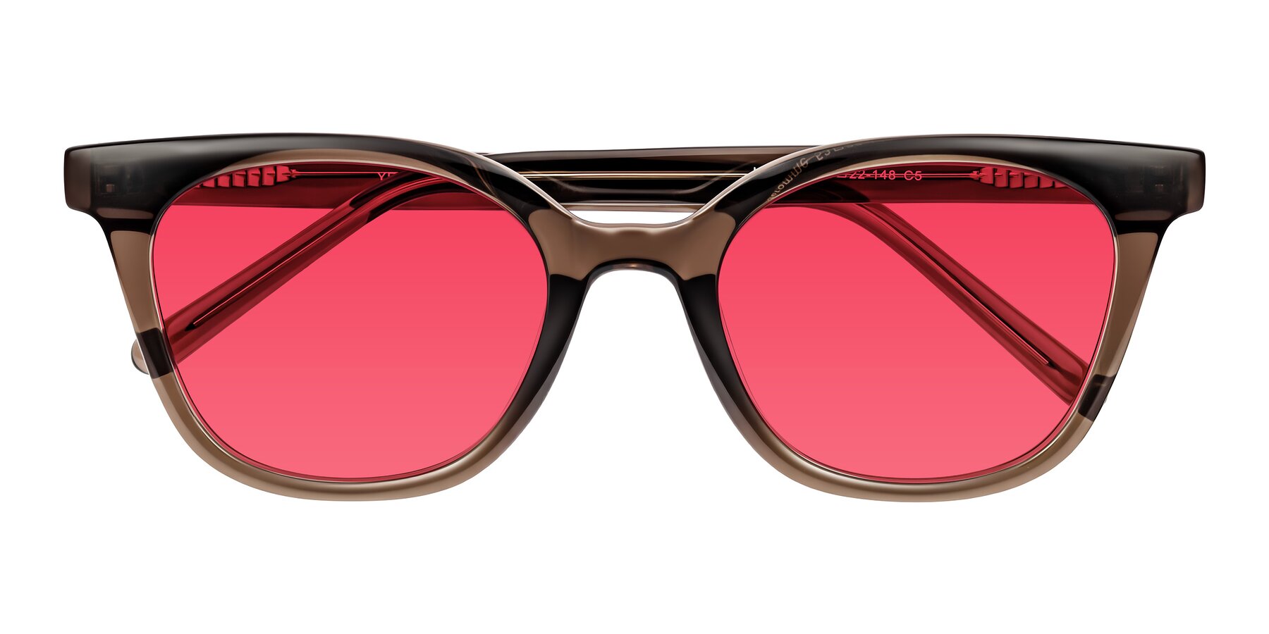 Folded Front of Jeromme in Coffee with Red Tinted Lenses
