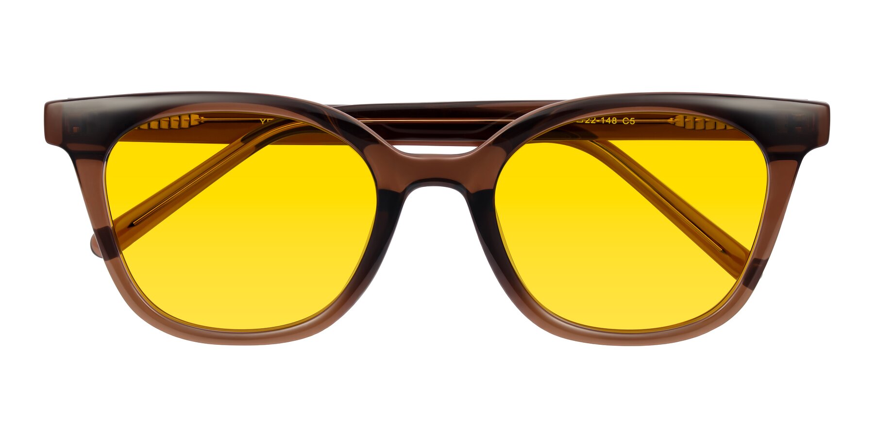 Folded Front of Jeromme in Coffee with Yellow Tinted Lenses