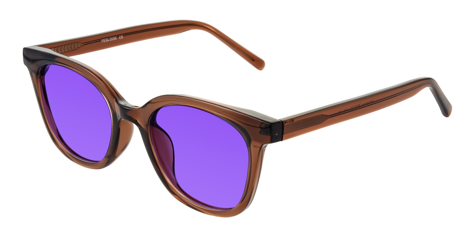 Angle of Jeromme in Coffee with Purple Tinted Lenses