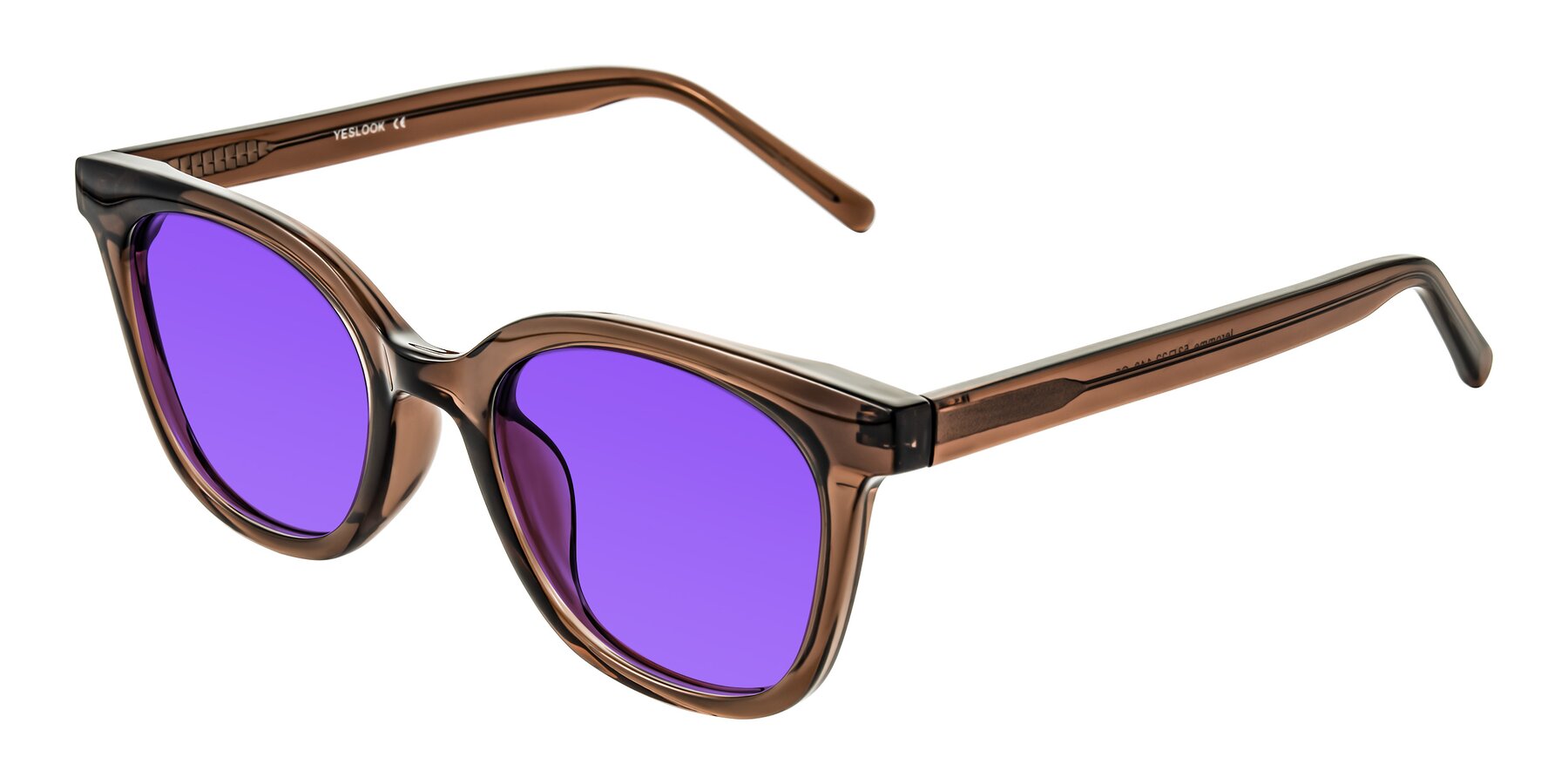 Angle of Jeromme in Coffee with Purple Tinted Lenses