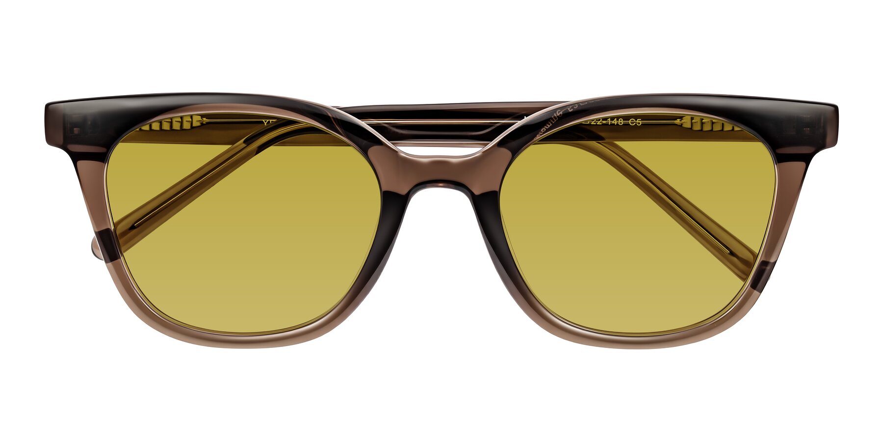 Folded Front of Jeromme in Coffee with Champagne Tinted Lenses