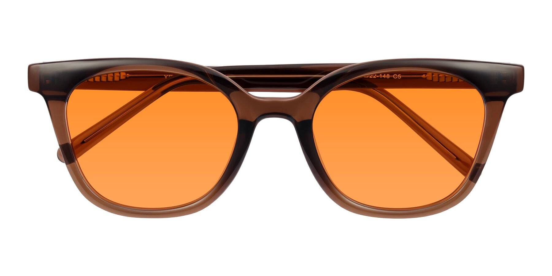 Folded Front of Jeromme in Coffee with Orange Tinted Lenses