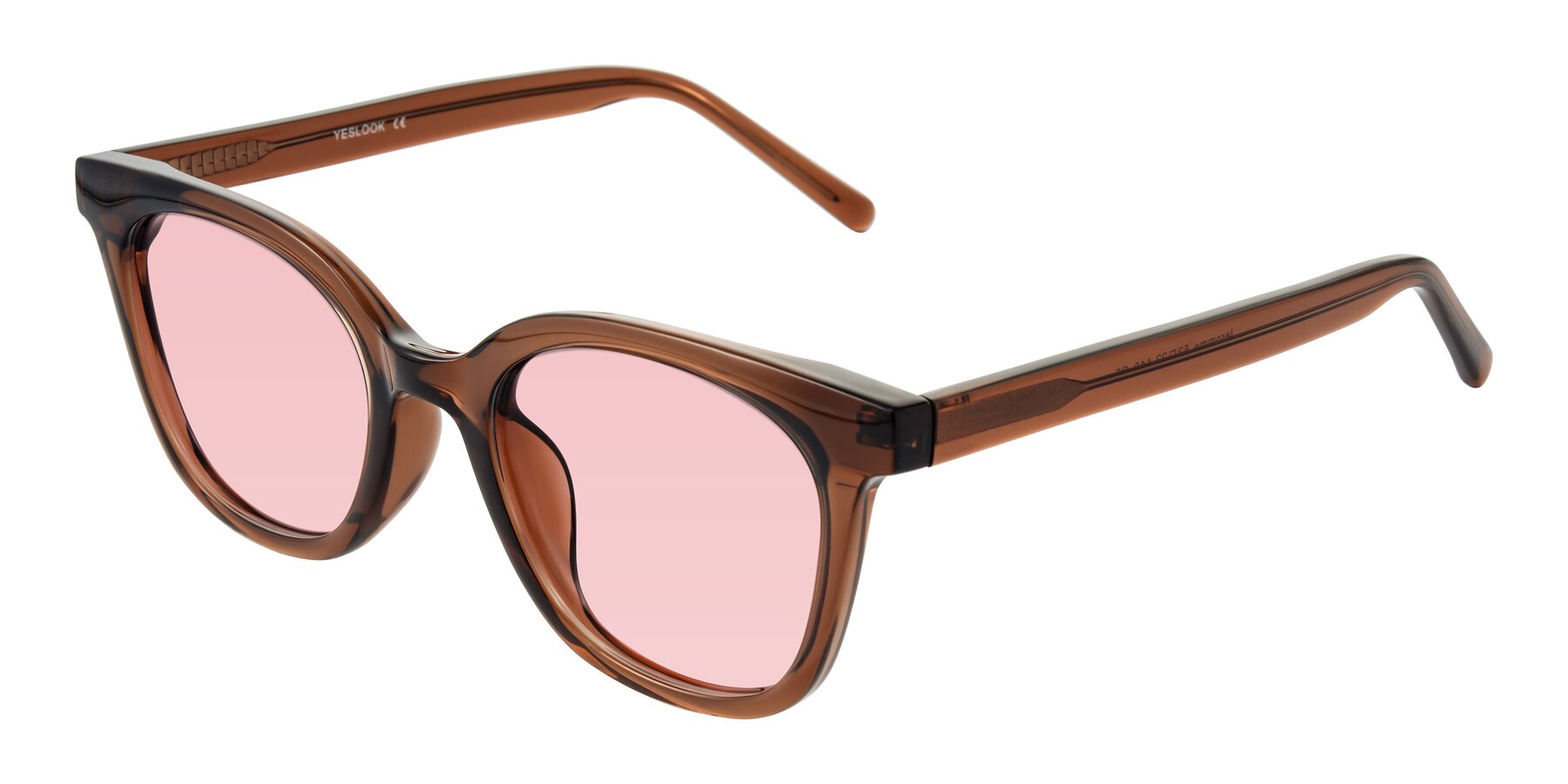 Angle of Jeromme in Coffee with Light Garnet Tinted Lenses