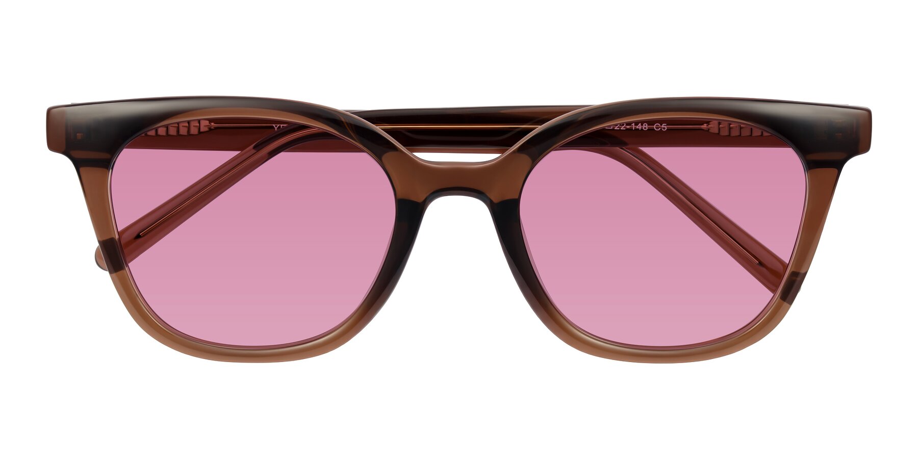 Folded Front of Jeromme in Coffee with Medium Wine Tinted Lenses