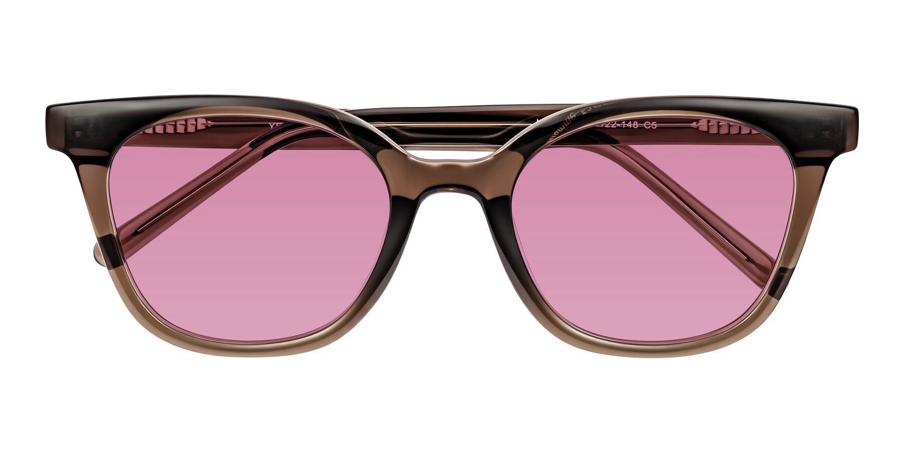 Folded Front of Jeromme in Coffee with Medium Wine Tinted Lenses