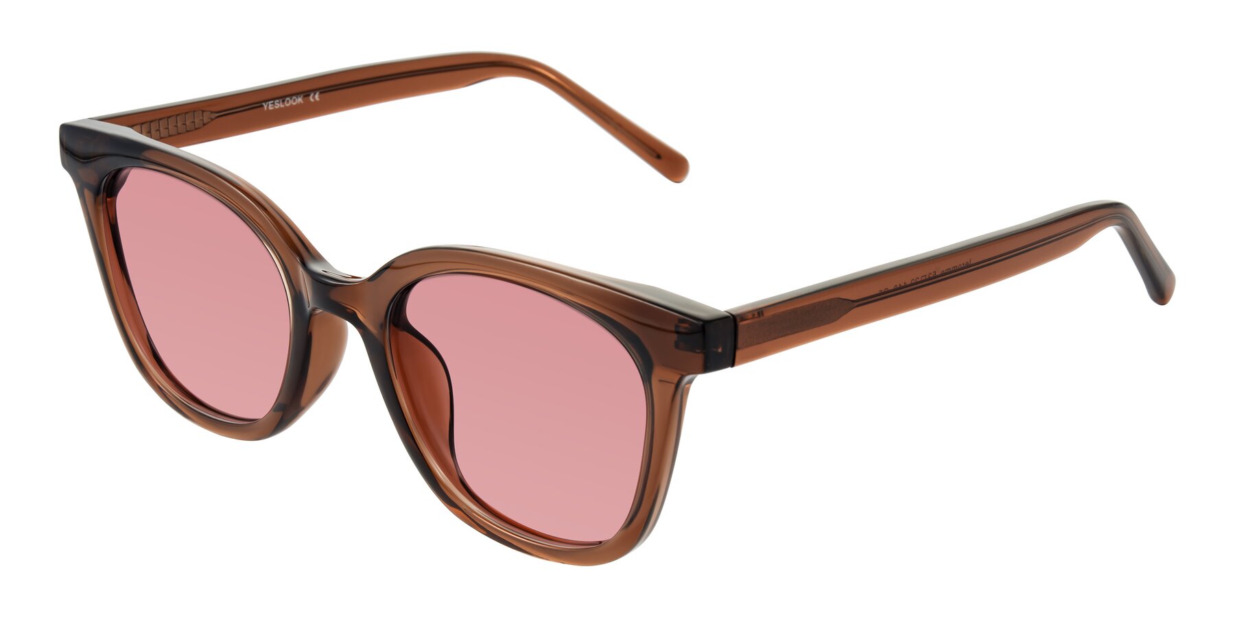 Angle of Jeromme in Coffee with Medium Garnet Tinted Lenses