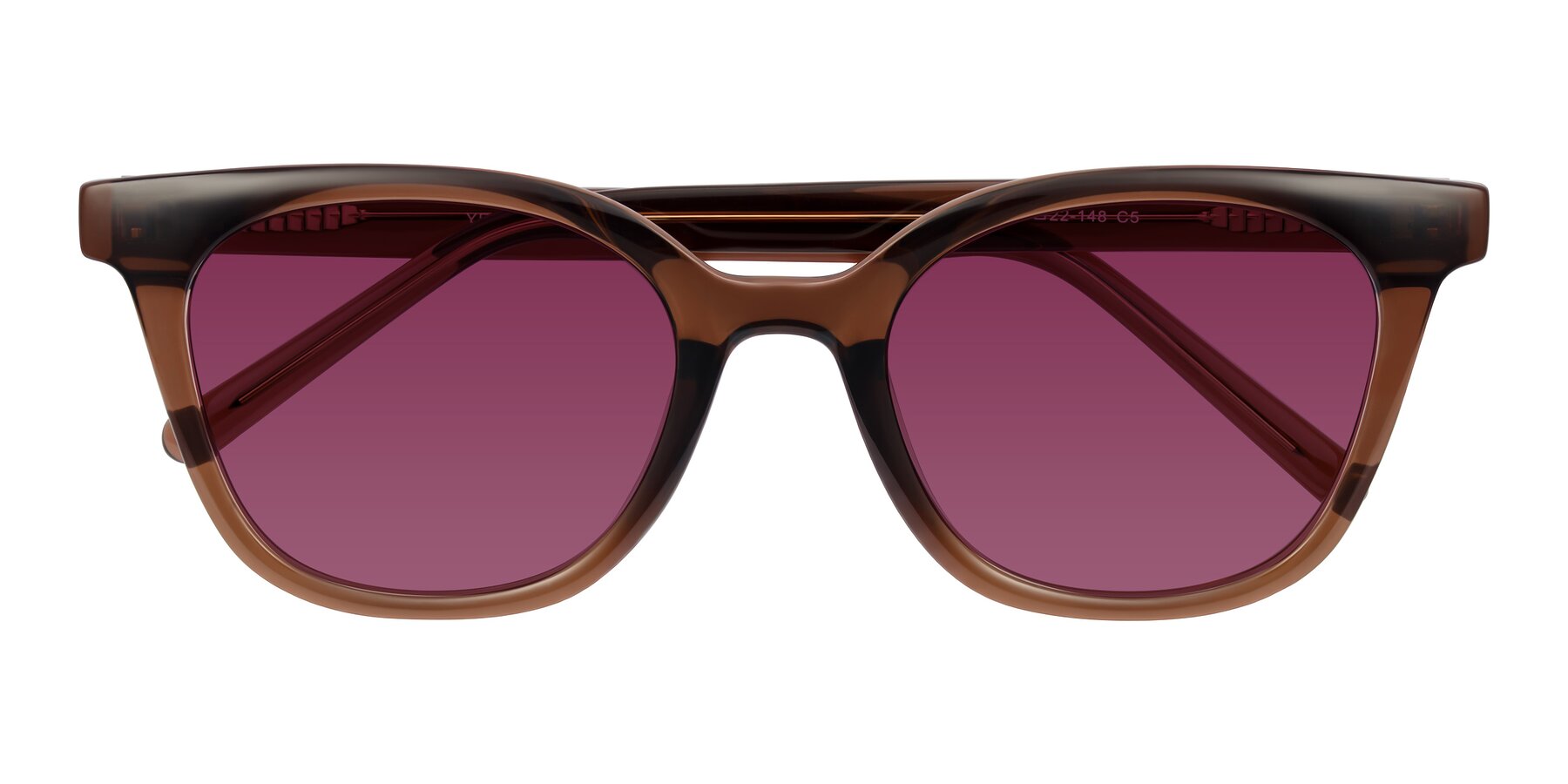 Folded Front of Jeromme in Coffee with Wine Tinted Lenses