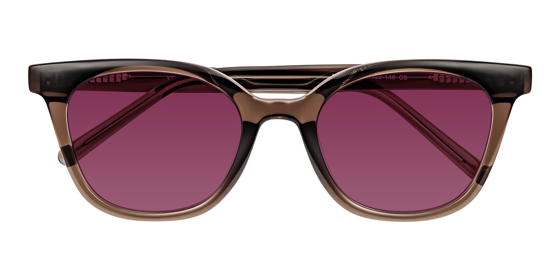Folded Front of Jeromme in Coffee with Wine Tinted Lenses