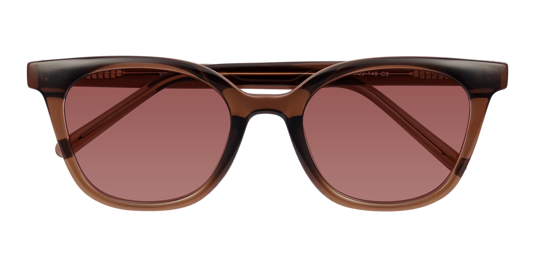 Folded Front of Jeromme in Coffee with Garnet Tinted Lenses