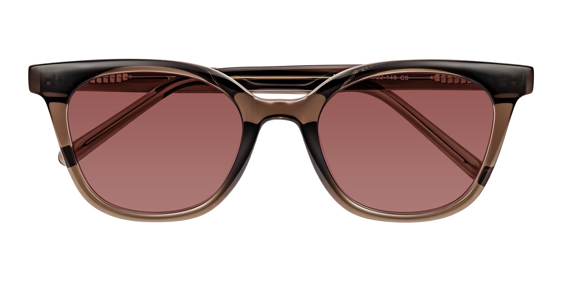Folded Front of Jeromme in Coffee with Garnet Tinted Lenses