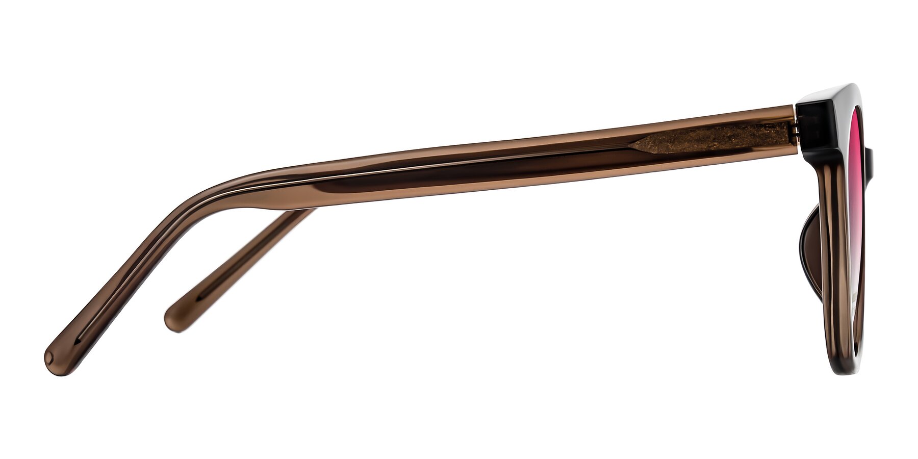 Side of Jeromme in Coffee with Pink Gradient Lenses