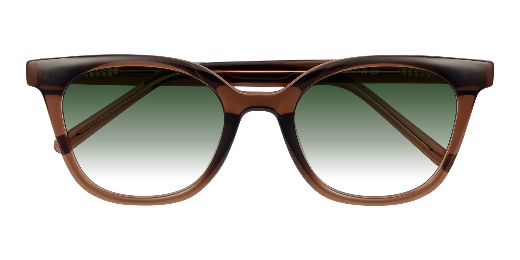 Folded Front of Jeromme in Coffee with Green Gradient Lenses