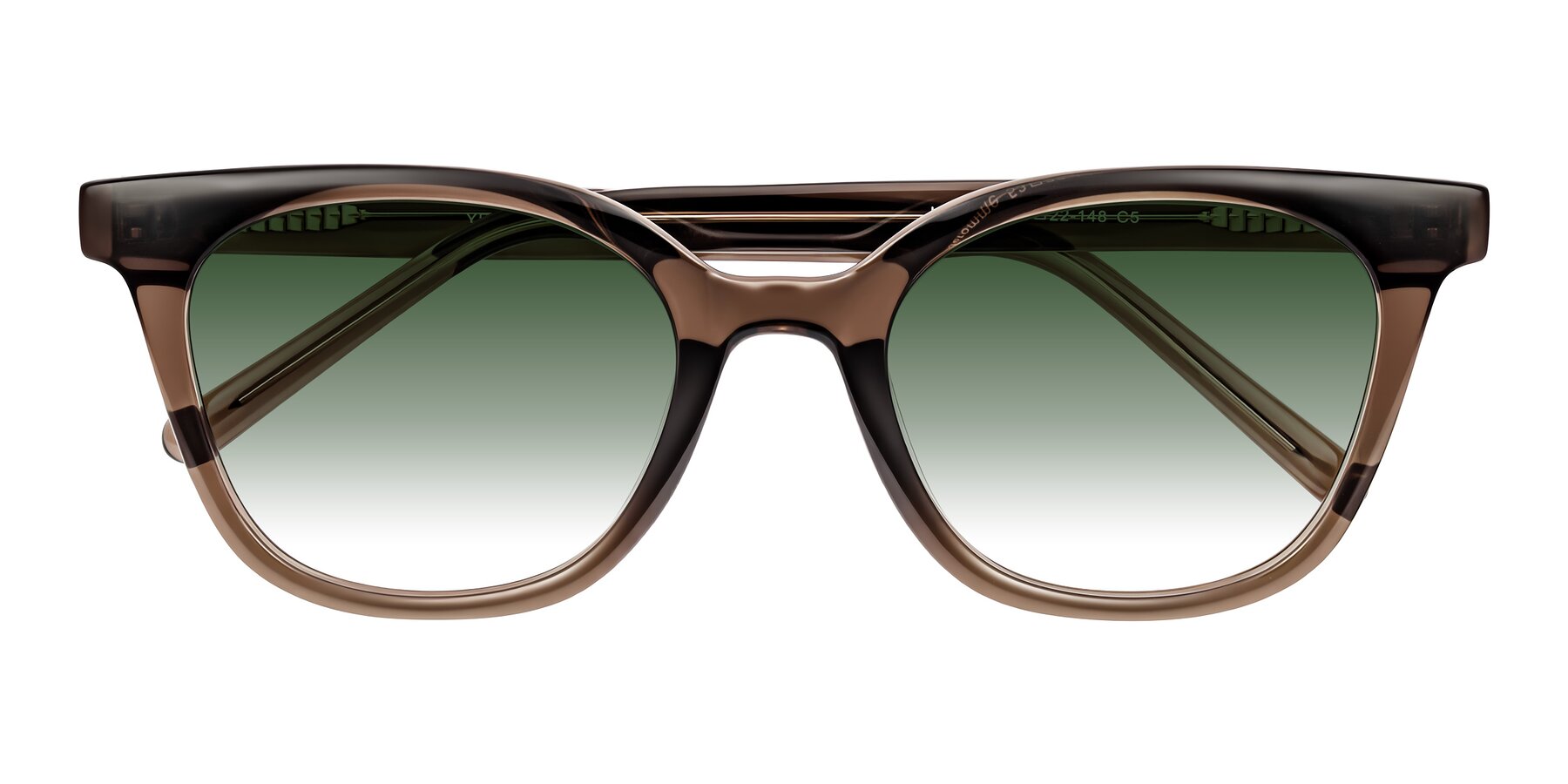 Folded Front of Jeromme in Coffee with Green Gradient Lenses