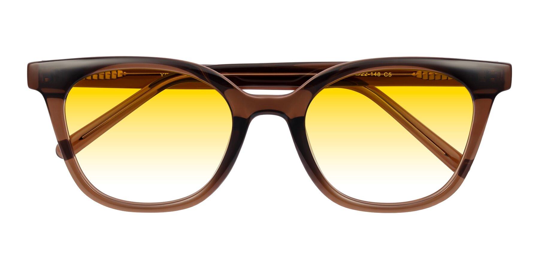 Folded Front of Jeromme in Coffee with Yellow Gradient Lenses