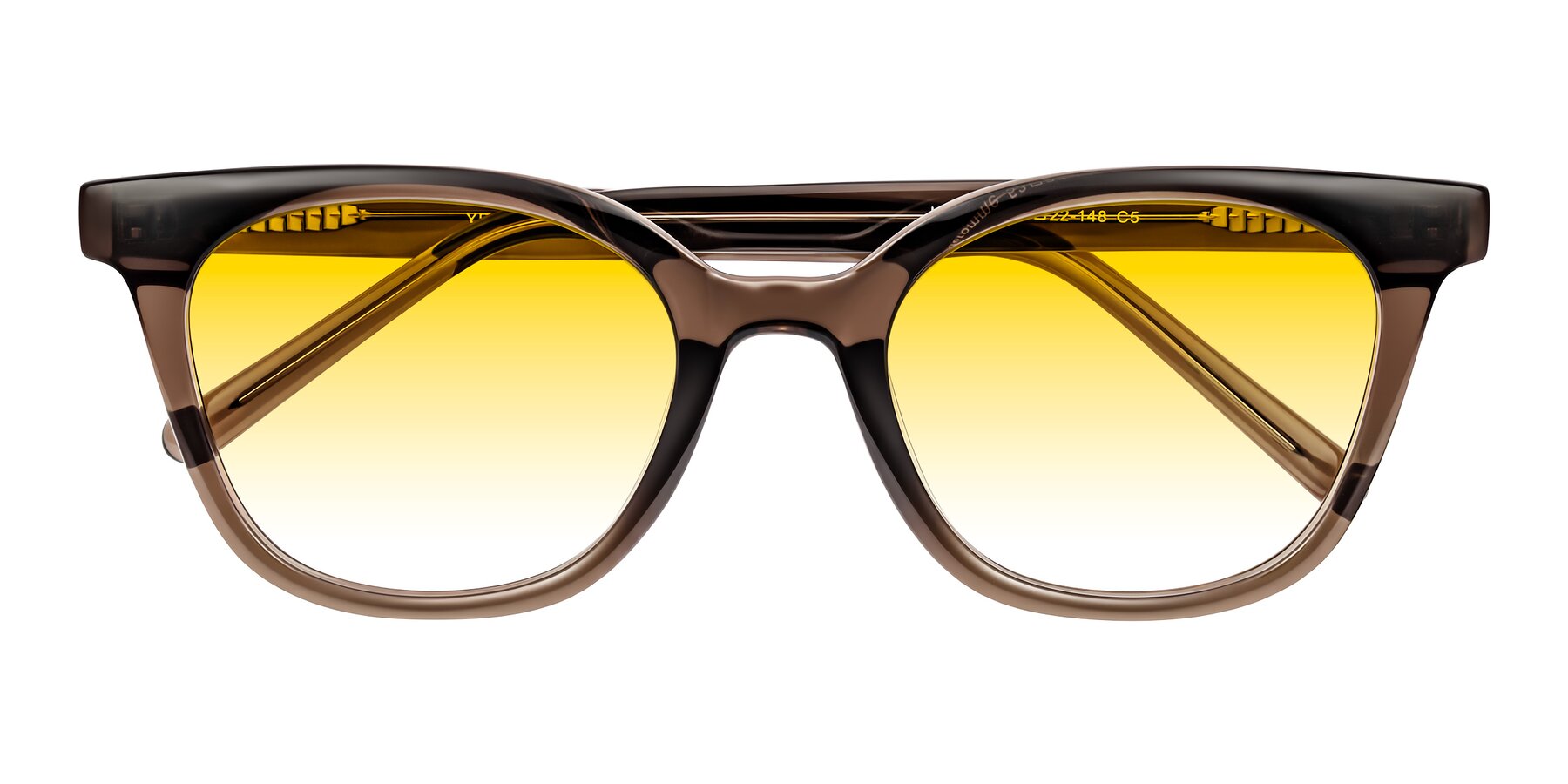 Folded Front of Jeromme in Coffee with Yellow Gradient Lenses